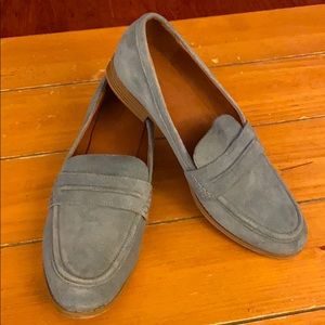 Real suede leather blue gray loafers~Run large~ SALE